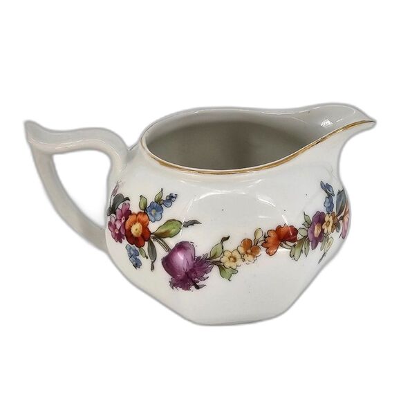 Z.S & Co. Bavaria White Porcelain Creamer Floral Gold Trim - Picture 2 of 8